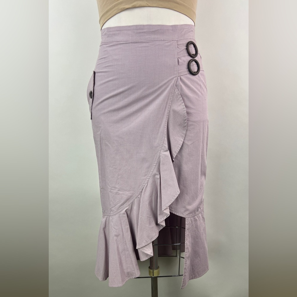 💚 3321. Asymmetrical Ruffled Pencil Midi Skirt